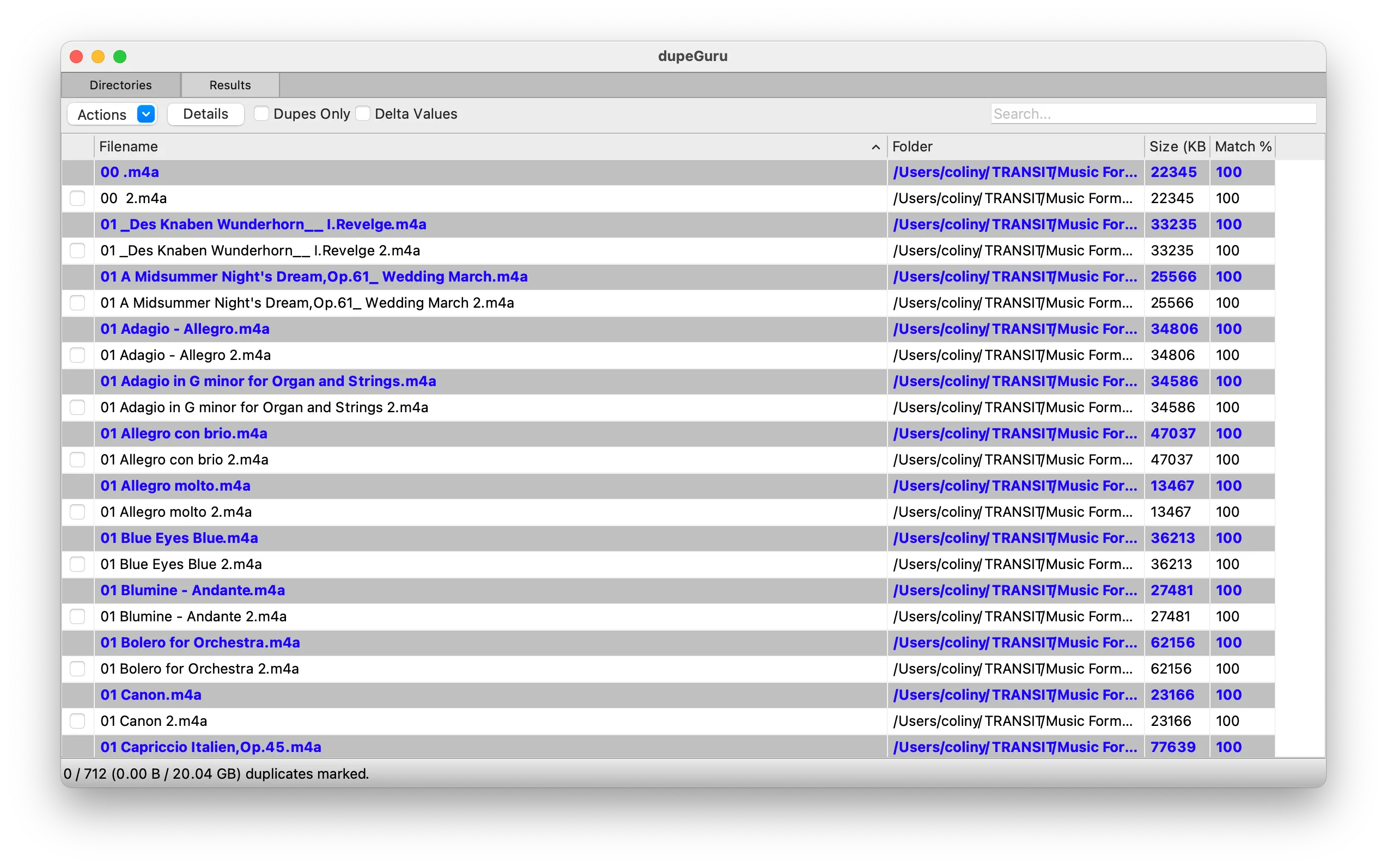 dupeGuru - duplicates found